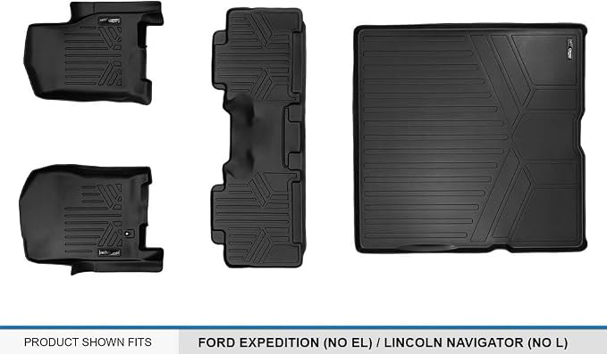 SMARTLINER Floor Mats and Cargo Liner Behind 2nd Row Set Compatible with 2007-2010 Ford Expedition