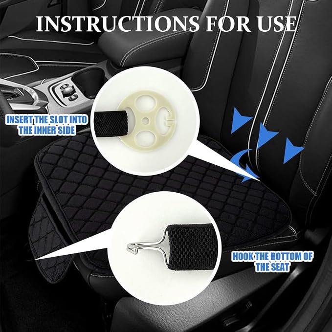 Leather Front Car Seat Cover, Anti-Slip Car Seat Bottom Covers, Full Wrapped Bottom Seat Protectors with Storage Pocket, Universal Comfortable Seat Cushion Fit Vehicles SUVs Trucks (K2-Black)