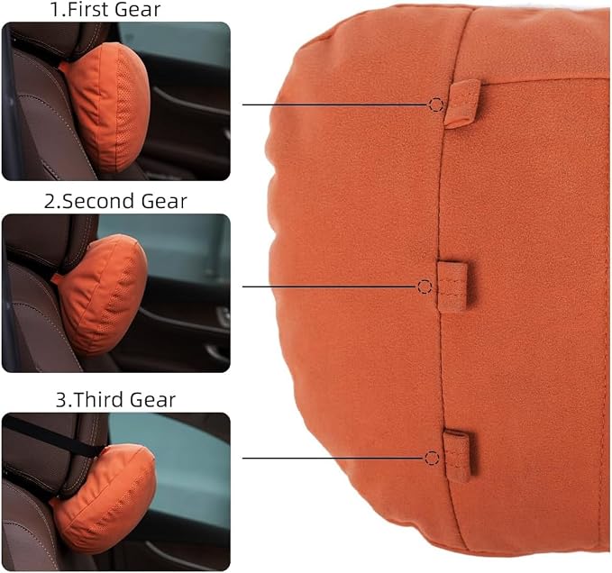 2 Pcs Car Headrest Neck Pillow for Driving,Universal Premium Suede Leather Soft and Comfortable Headrest,Three Gears of Height Adjustment Car Seat Headrest Pillow Car Interior Accessories
