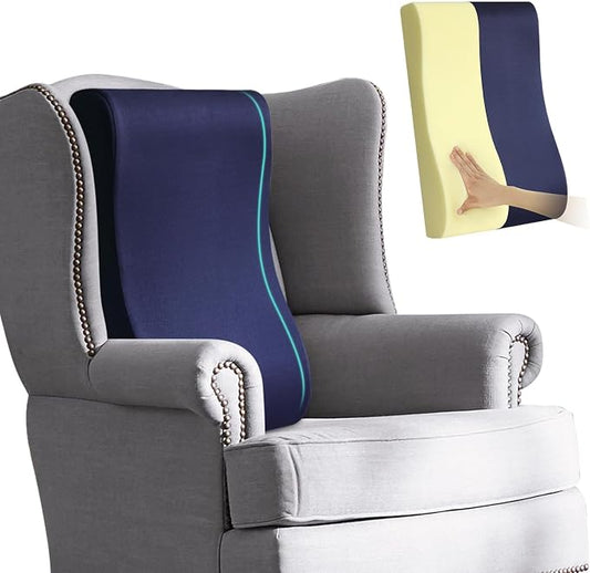 2-in-1 Neck Pillow Lumbar Support Pillow for Recliner Couch& Glider Chair - High Resilient Foam Ergonomic Back Support for High-Back Rocking Chairs, Glider Rocker Replacement Cushions Navy L