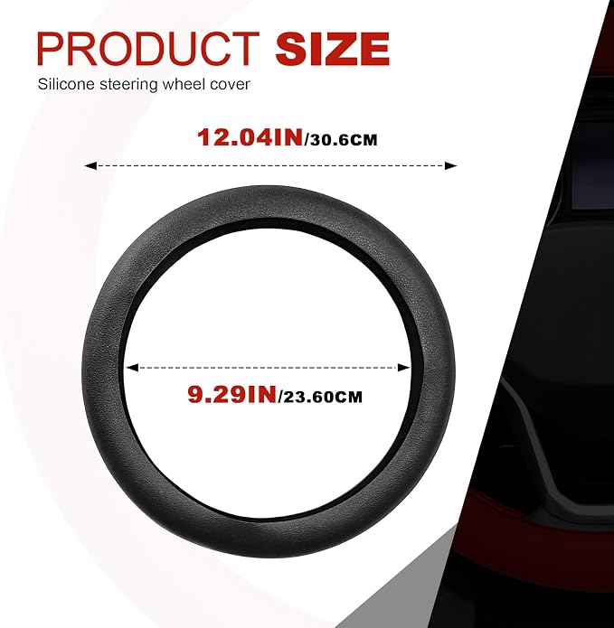 Silicone Steering Wheel Cover - Thicker Universal Stretchy & Anti-Slip Grips, Universal Fit 14"-16" Silicone Steering Wheel Protector for Men and Women, Car Interior Accessory (Black)