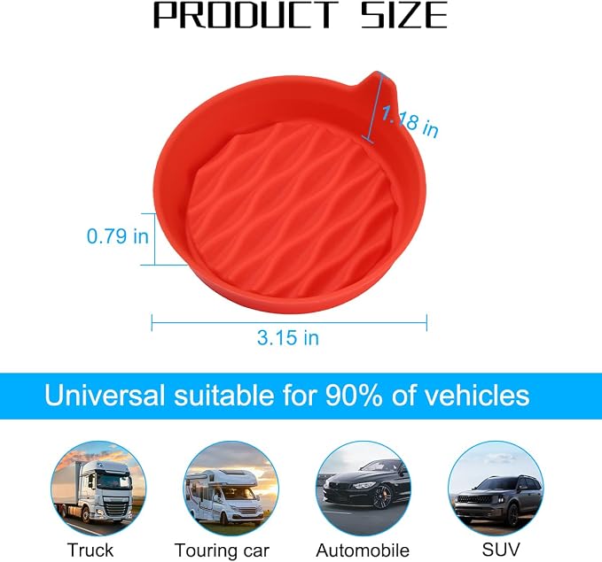 Bittwee Car Cup Holder Coaster, 4PCS Silicone Non-Slip Vehicle Cup Holder Insert Mat, Sift-Proof Spill Recessed Embedded in Bottle Protection Pad, Universal Automotive Interior Accessories (Red)