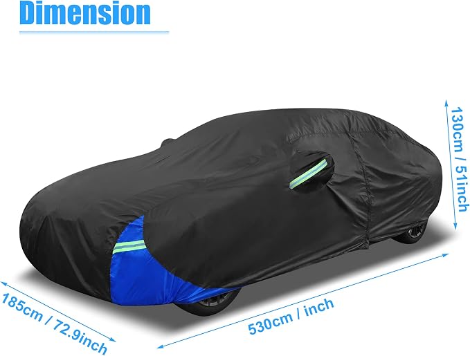 X AUTOHAUX 3XXL Car Cover Waterproof Snowproof All Weather for Car Outdoor Full Car Cover Rain Sun Protection Universal Fit for Sedan 194"-208"