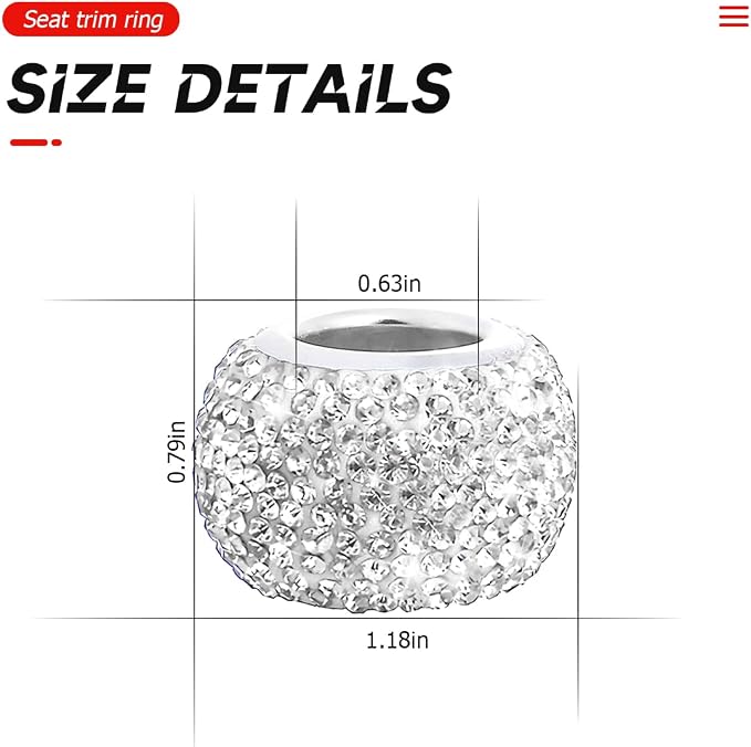 BELOMI 4 Pack Car Headrest Collars, Bling Car Head Rest Collars Rings Decor, Rhinestone Car Head Rest Collars, Diamond Interior Car Seat Accessory (White)