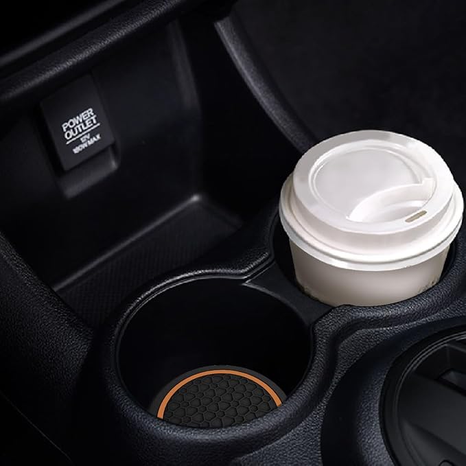 4PCS Car Cup Holder Coasters, Dustproof Automotive Interior Accessories Mat,2.75 Inch Non-Slip Insert Water Bottle Holder Pads, Universal for Vehicles, Trucks, RVs and More (Orange)