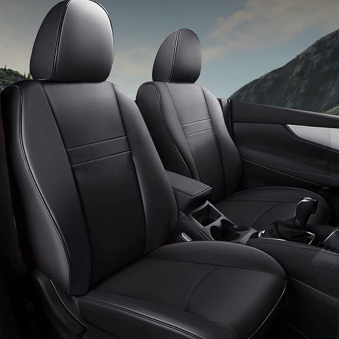AOMSAZTO Custom Fit Seat Cover for Nissan Rogue Regular 2014-2020 | (Not for Hybrid &Sport) 2014 2015 2016 2017 2018 2019 2020 Full Set Faux Leather Rogue Seat Cover Protector Black