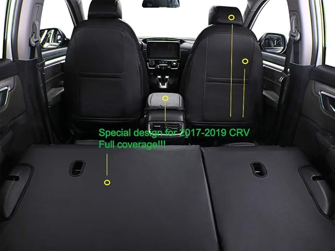 EKR Car Seat Covers for Honda CRV 2012-2014 LX Leatherette Full Set | Custom Fit for Honda CRV 2012 2013 2014 LX ,Factory-Style Interior Upgrade,Easy-Wipe,Faux Leather(Black)
