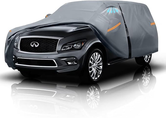 Large SUV Car Cover for Infiniti QX80 (2014-2026) 100% Waterproof All Weather, Heavy Duty Outdoor Full Exterior Covers Rain Sun Wind UV Protection.