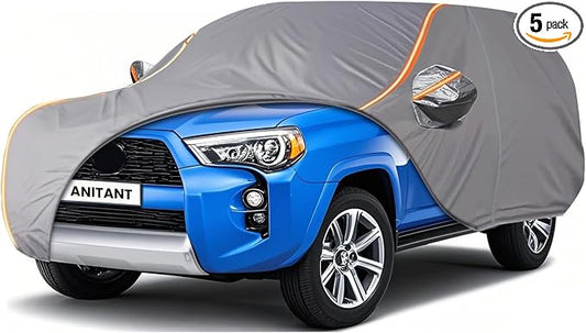 Custom Fit Toyota 4Runner Car Cover for 4Runner 2002-2025 Gray Outdoor Waterproof Car Cover All Weather with Door Zipper Cotton Lining Scratch Resistant Rain Sun UV Dust Snow Protection