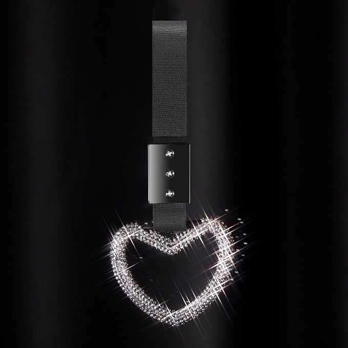Fabbay Bling Car Accessories Bling Heart Handle Ring Car Accessory for Women Heart Hand Strap Drift Charm Rear Bumper Warning Ring Decor for auto Bus Interior Exterior Decoration (White,Heart Style)