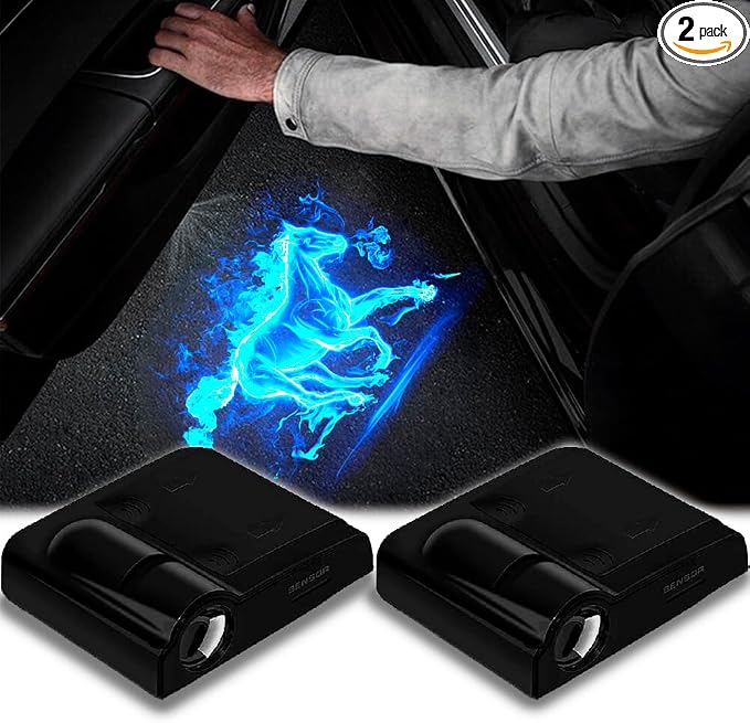 2pcs for Cold Horse 3D Magnetic Car Door Step LED Welcome Logo Shadow Ghost Light Projector Lamp fits All Car Models (Cold Horse) by DmStore