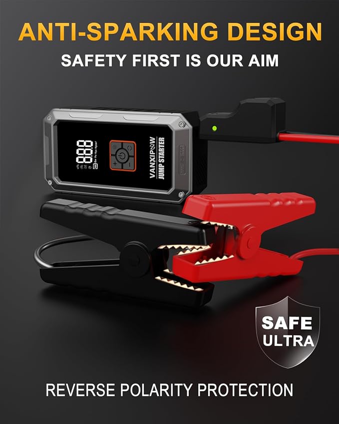 M1 6000A Car Battery Jump Starter with Air Compressor 150PSI (9.0 L Gas/8.0L Diesel), Portable Car Jump Starter Power Pack, Battery Charger 12V Jump Box with LED Light, Large LED Display, Power Bank