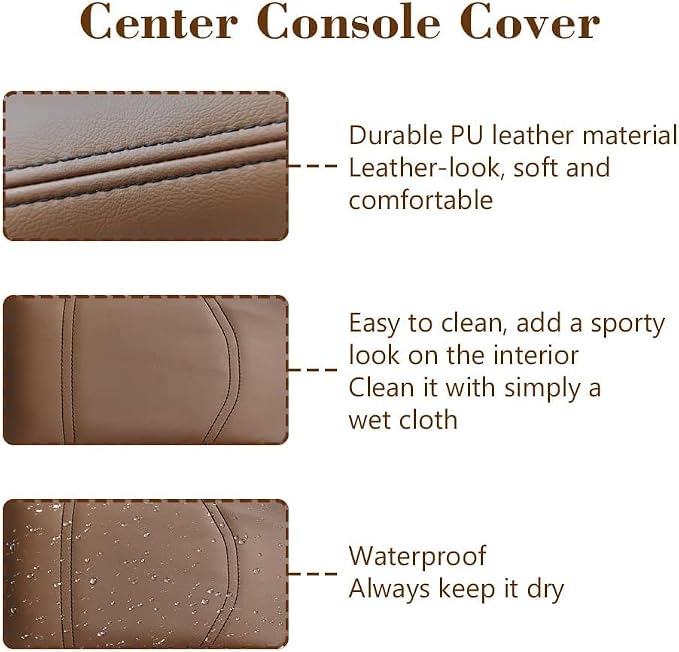 Muslogy Center Console Armrest Cover Fit for Ford Maverick 2022-2026 Accessories, Comfort Armrest Pad Console Lid Cushion Vegan Leather Regular Thick (Dark Brown)