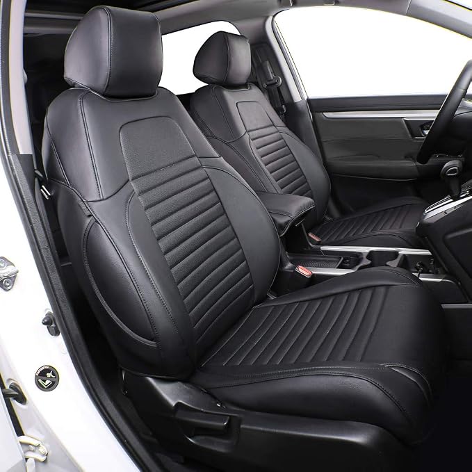 EKR Car Seat Covers for Honda CRV 2012-2014 LX Leatherette Full Set | Custom Fit for Honda CRV 2012 2013 2014 LX ,Factory-Style Interior Upgrade,Easy-Wipe,Faux Leather(Black)