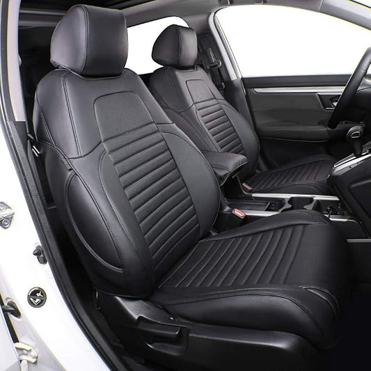 EKR Car Seat Covers for Honda CRV 2017-2022 Leatherette Full Set | Custom Fit for Honda CRV 2017 2018 2019 2020 2021 2022,Factory-Style Interior Upgrade,Full Wrap,Faux Leather(Black)
