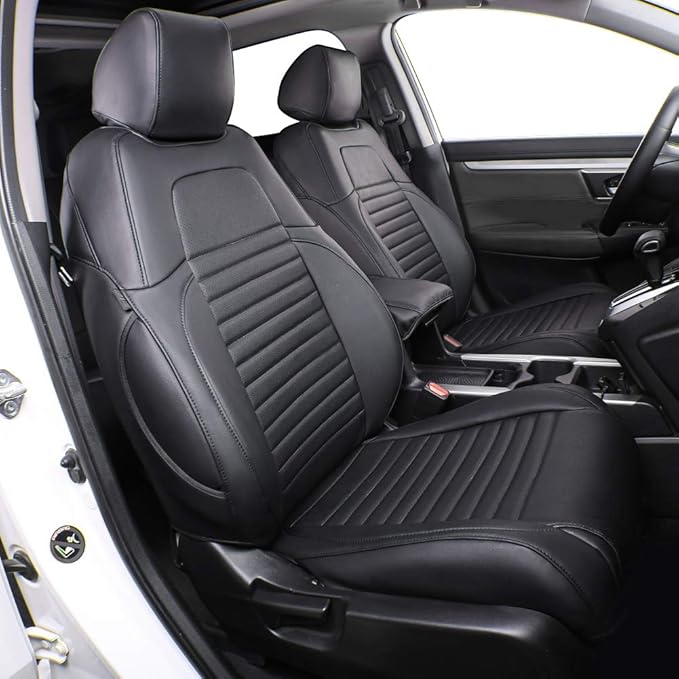 EKR Car Seat Covers for Honda CRV 2012-2014 (NO LX) Leatherette Full Set | Custom Fit for Honda CRV 2012 2013 2014 (Not for LX) Factory-Style Interior Upgrade,Faux Leather(Black)