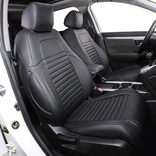 EKR Car Seat Covers for Honda CRV 2012-2014 (NO LX) Leatherette Full Set | Custom Fit for Honda CRV 2012 2013 2014 (Not for LX) Factory-Style Interior Upgrade,Faux Leather(Black)