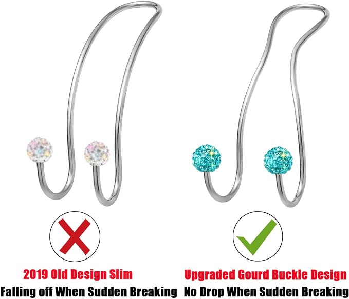 Bling Purse Hook for Car Headrest, Upgraded Cute Car Seat Hooks for Bag Handbag, Durable Stainless Auto Purse Hanger Holder 2 Pack, Lake Blue