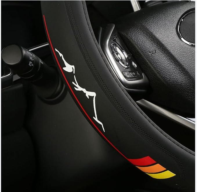 Premium Leather Steering Wheel Cover Compatible with Toyota Tacoma 4Runner Tundra Highlander Sequoia,Non-Slip, Breathable 15-16.5 inch