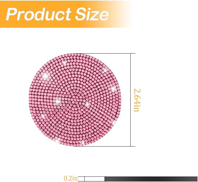 Osilly Bling Car Cup Holder Coaster, 2 Pack Crystal Rhinestone Anti-Slip Insert Coasters, Universal 2.75 Inch Fashion Automotive Cup Mat, Car Interior Accessories Decor Gifts for Women (Pink)