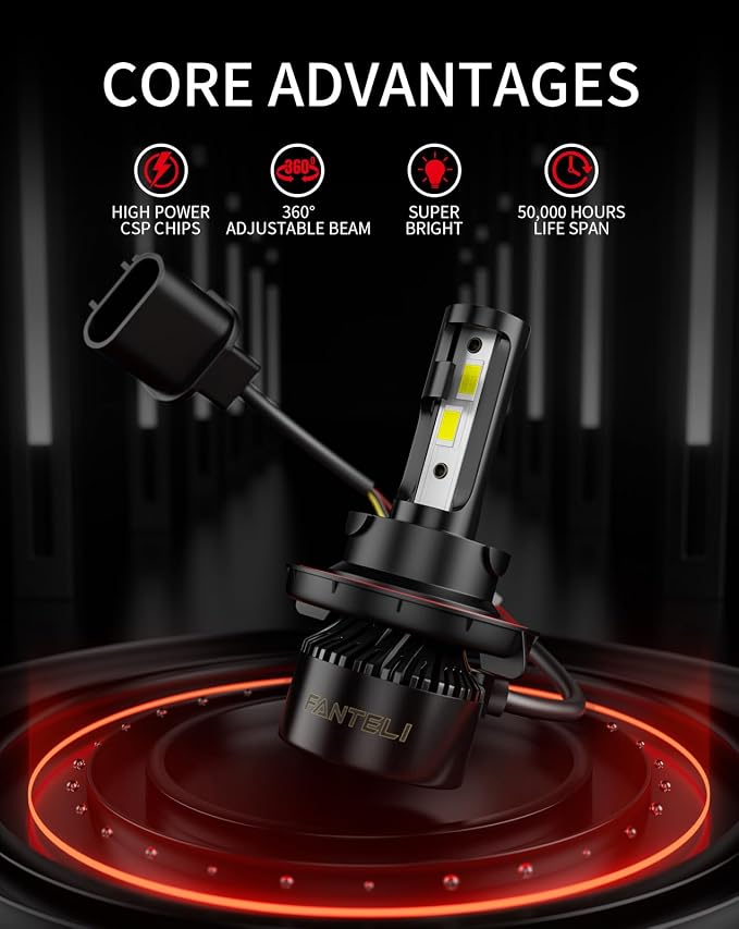 𝐇𝟏𝟑/𝟗𝟎𝟎𝟖 Bulbs, 34000LM 800% Brighter, Backup Plug & Play 6500K Cool White, IP68 Waterproof Quick Install, Pack of 2, Interior Off Road Lights