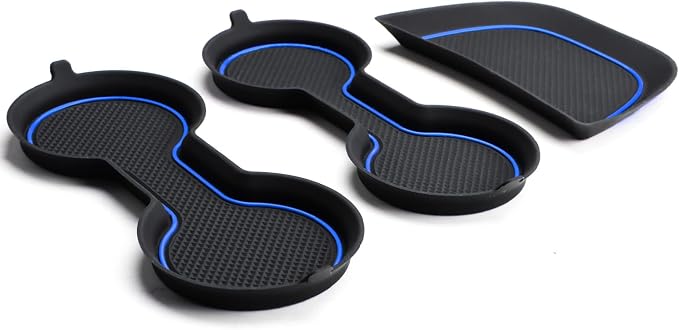 Auovo Cup Holder Inserts Coaster Compatible with Chevy Malibu Accessories 2017 2018 2019 2020 2021 2022 2023 2024 2025 Silicone Cup Mat Pad Car Interior Decoration (3-pcs kit, Blue)