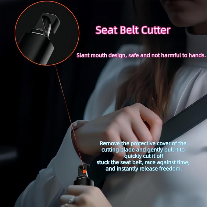 Window Breaker and Seatbelt Cutter with Keychain,2 in 1 Portable Car Safety Hammer Glass Breaker Emergency Escape Tool Underwater (3, redwhiteblack)