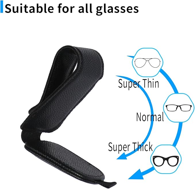 Yuoyar 2 Packs Magnetic Sunglass Holder for Car Visor (Black) | Magnetic Interior Car Accessories