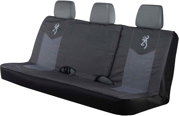 Browning Universal Low Back and Bench Seat Covers, Water and Dirt Resistant Car, Truck, and SUV Seat Covers, Chevron (Heather Black), Full Size Bench