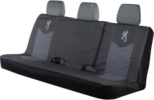 Browning Universal Low Back and Bench Seat Covers, Water and Dirt Resistant Car, Truck, and SUV Seat Covers, Chevron (Heather Black), Full Size Bench