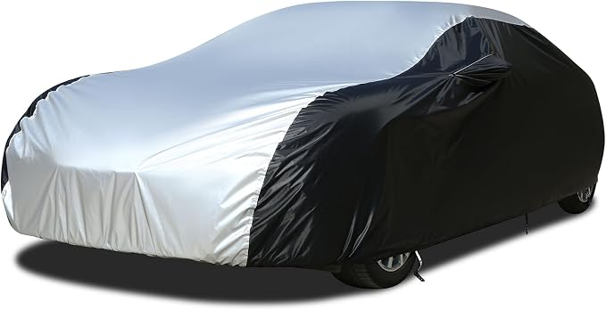 Car Cover Waterproof All Weather, Coverado Outdoor Full Car Covers with Invisible Zipper Mirror Pocket, Rain Sun UV Wind Protection Car Covers for Automobiles Universal Fit for Camaro,etc (183"-193")