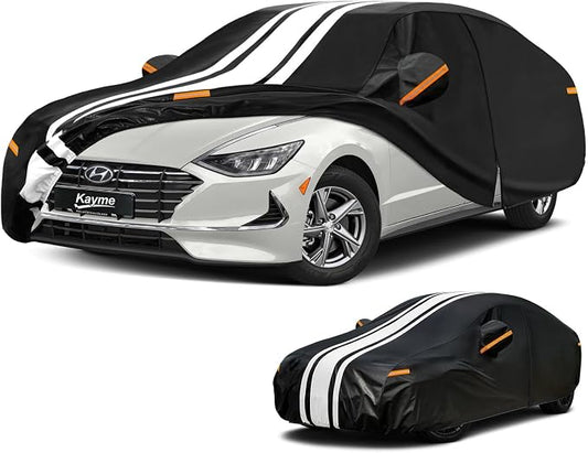 Kayme Heavy Duty Car Cover Custom Fit for Hyundai Sonata (1993-2026) Waterproof All Weather for Automobiles, Gift with Tape/Towel, Outdoor Full Exterior Cover Rain Snow Sun UV Protection.
