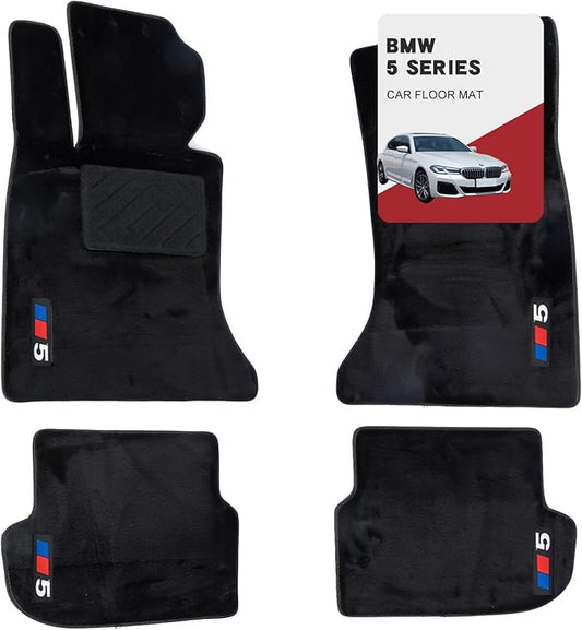 Custom 3D Car mats for BMW 5 Series 2011-2013 (528i, 535i, 550i, M5) Wool Carpet Car Mats - Luminous, Anti-Slip, All-Weather Full Coverage with Custom Logo