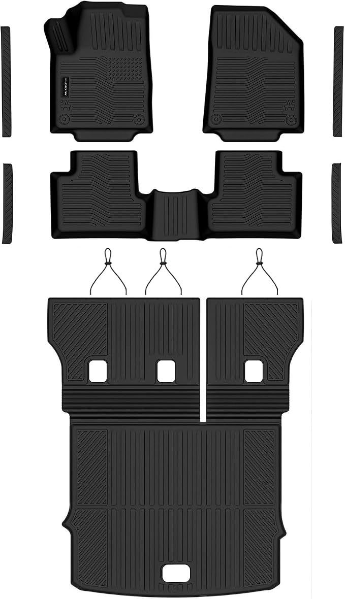Auxko All Weather Floor Mats Cargo Mat for Jeep Cherokee 2015-2018 with Backrest Mat Door Sill Protector TPE Liners All Season Accessories Guard Odorless Anti-Slip Floor Liners Trunk Tray