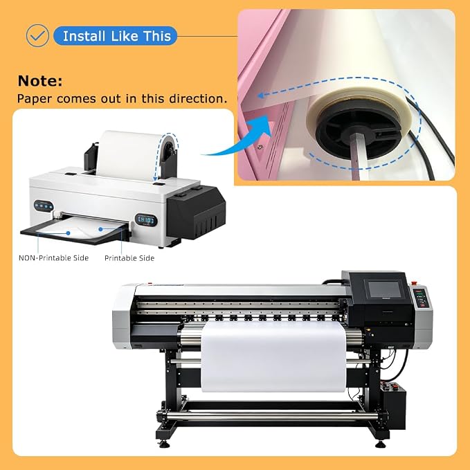 DTF Transfer Film Roll 24"x328FT,Double-Sided Matte Pretreat Film | Hot&Cold Peel,PET Heat Transfer Paper for DTF Inkjet Printer Direct Print on T-Shirts and All Color Fabrics,Wash Durable