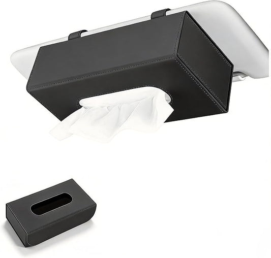 Car Visor Tissue Holder - Universal Hanging Auto Napkin Dispenser with Metal Clip, Multi-Position Tissue Box for Door or Seat Back,Premium Car Interior Accessories for Safe Driving(Black)