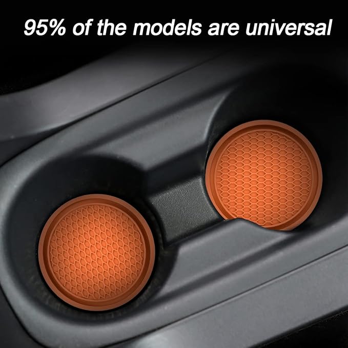 XINLIYA Car Cup Holder Coaster, 4 Pack 2.75 Inch Diameter Non-Slip Universal Insert Coaster, Durable, Suitable for Most Car Interiors, Accessory for Women and Men (Orange)