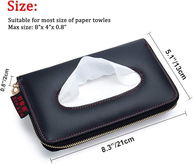 Fredyusu Car Tissue Holder, Car Visor Tissue Holder, Perfect Solid Color Auto Tissue Box, Tissue case Holder for car (Black)