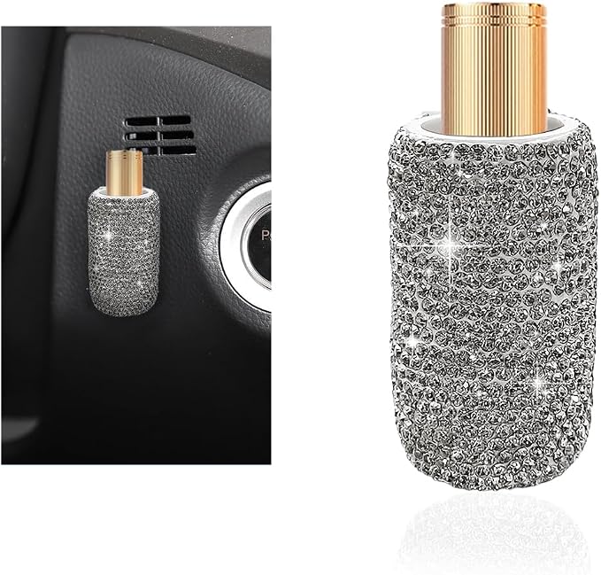 DXNQ Upright Car Lipstick Holder, Bling Strong Adhesive Upright Lipstick Organizer Vehicle Lip Balm Holder, Sparkling Rhinestone Auto Interior Insulating Lip Balm Mount for Women (White)