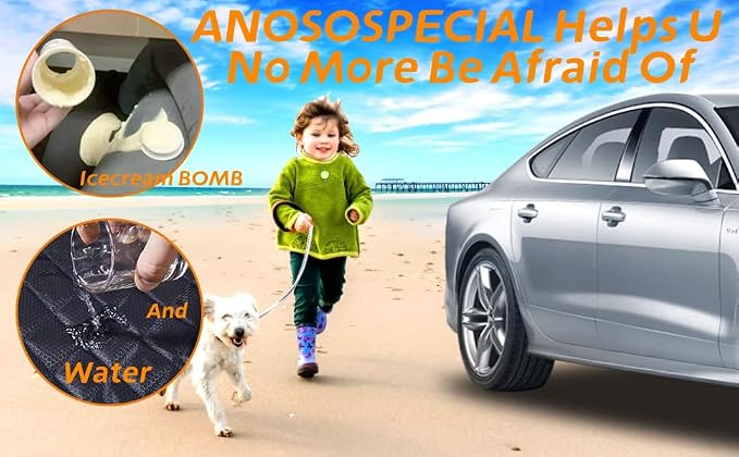ANOSOSPECIAL Dog Car Seat Cover for Back Seat,Car Seat Protector for Dogs Nonslip Water Proof Universal Fit Dog Car Seat Cover for ISOFIX Truck SUV(Large,Black)