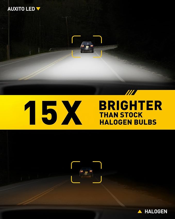 AUXITO 9005 H11 LED Bulbs, 80,000LM 15X Super Bright, 6500K Cool White, 20 Years Long Lifespan, 1:1 Mini Size Replacement Light Bulbs, Plug-N-Play, Pack of 4