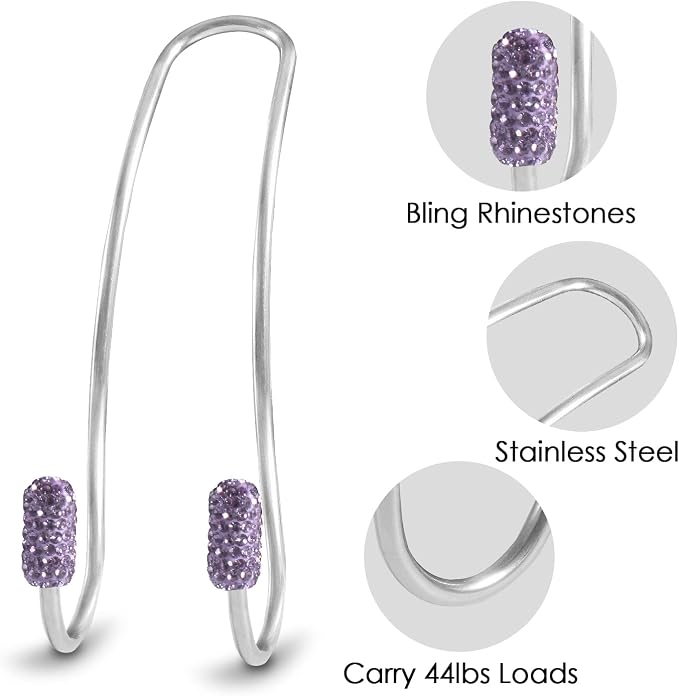 Guoord 【2026 Upgraded】 Car Headrest Hooks Decorations, 2 Pcs Bling Purse Hook Hangers, Auto Hooks Car Hangers and Durable Backseat Holder, Storage Universal for SUV Truck Vehicle(Violet)