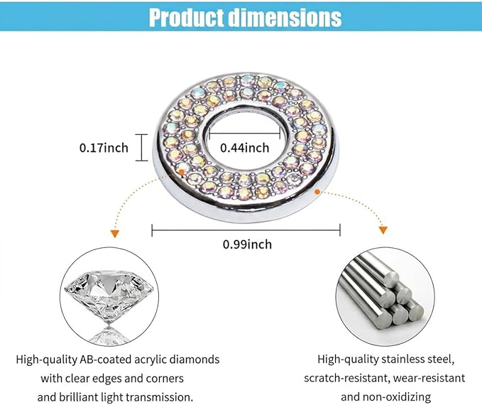 JOYCOURT 4Pack Bling Car Inner Door Lock Cover Stickers, Colorful | Rhinestone Bling Car Pull Rod Bolt Decoration Cover Interior Car Accessories, for Mercedes-Benz A/B/C/E Class GLC GLA GLK GLA