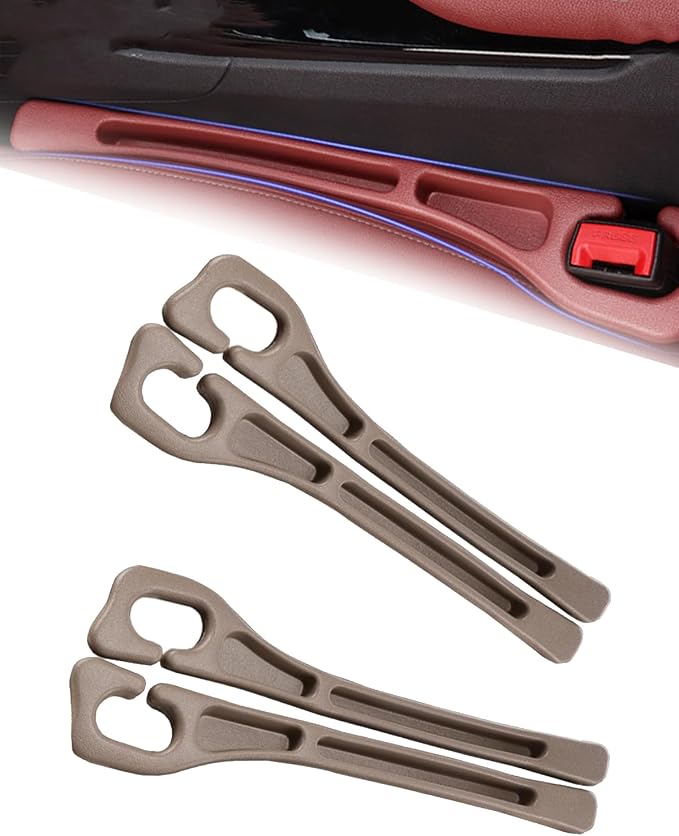 Seat Gap Filler - Stopping Phone Key from Falling, 2PCS Dual Slot Car Seat Gap Filler Organizer with Seat Belt Holes & Storage Slot, Universal Seat Gap Filler for Car Suv Truck (2 Set -Brown)