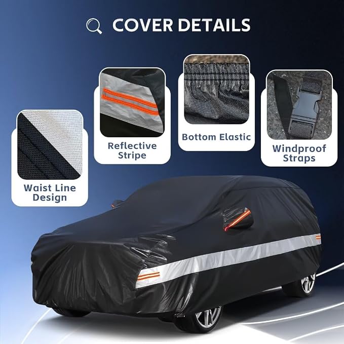 10 Layers SUV Car Cover Custom Fit for Nissan Kicks (2017-2026) Waterproof All Weather for Automobiles, Outdoor Full Cover Sun UV Rain Protection with Cotton.Black