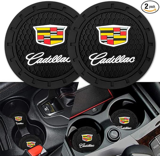 Cadillac Car Cup Coaster for Escalade CT4 CT5 CT6 ATS CTS SRX XT5 Silicone Cup Holder Coaster Interior Accessories 2.75in 2 Pieces Black