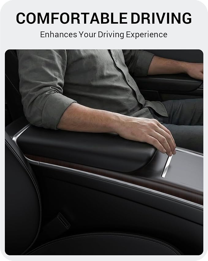 BASENOR Tesla Model S Model X Center Console Cover Non-Slip TPE Armrest Cover [No Logo] Protector Armrest [Proprietary Design] 2021-2026 Tesla Interior Accessories Black