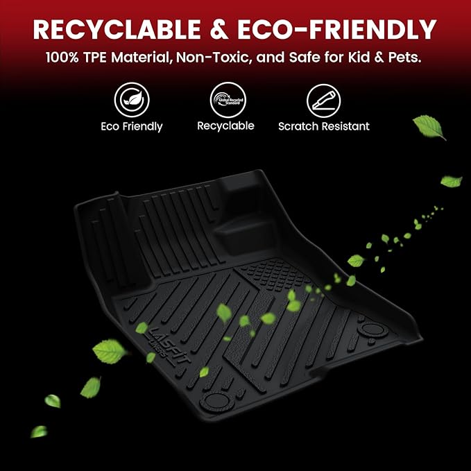 LASFIT Floor Mats & Cargo Mat for Nissan Sentra 2014-2019, Custom Fit TPE All Weather Easy Clean Durable No-Curling Floor Liners for Sentra 2019 2018 2017 2016-2014 Car Mats & Trunk Mat, Black