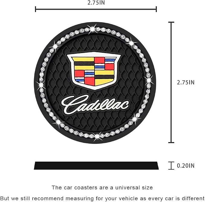 Black Silicone Car Coasters for Cadillac Series Non-Slip Car Cup Holder Coasters,Car Interior Accessory for Car Cup Holder 2Pcs 2.75 Inch