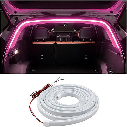 Car Trunk LED Light Strip, 157.5" Flexible Embedded Silicone Vehicle Interior Cargo Area Ambient Lighting, Automotive Trunk LED Light Strip Decor, Universal for SUV Van Truck (Pink Purple)